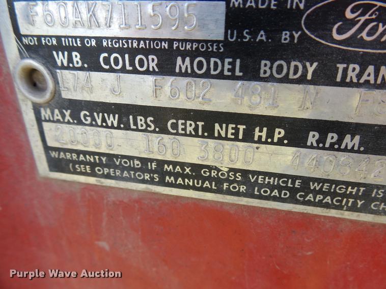 image for item DH9615 1965 Ford F600 fire truck