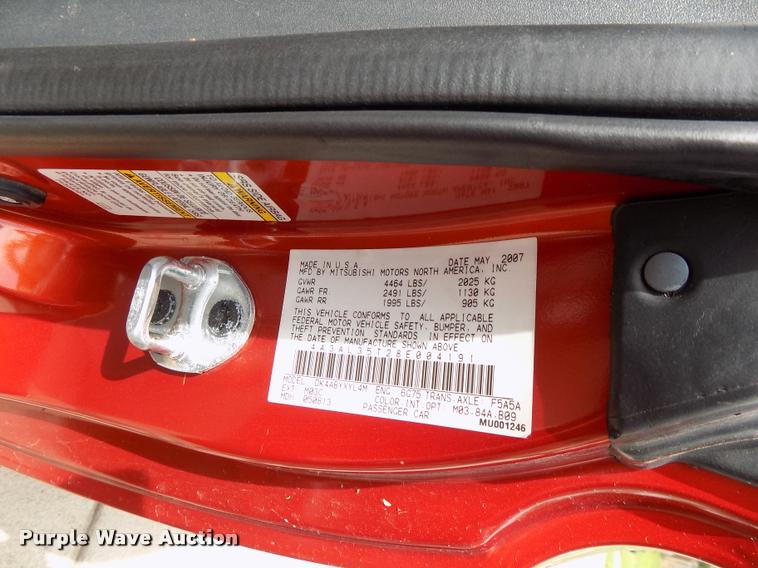 image for item DK9999 2008 Mitsubishi Eclipse GT convertible