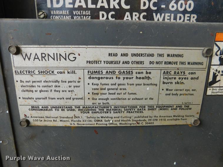 image for item DL9729 Lincoln Idealarm DC600 arc welder