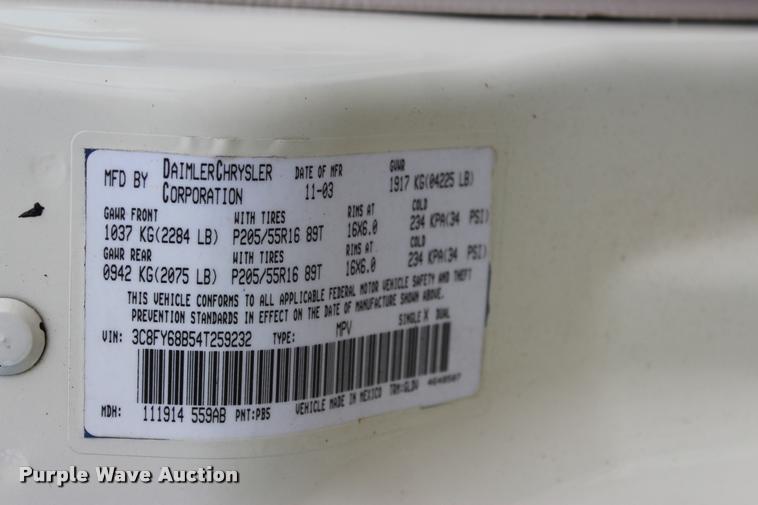 image for item L1986 2004 Chrysler PT Cruiser