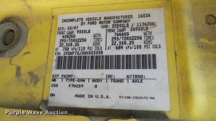 image for item L3146 1998 Ford F700 dump flatbed truck