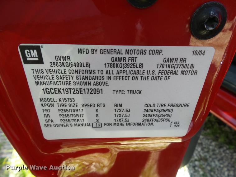 image for item L5550 2005 Chevrolet Silverado 1500 Ext.Cab pickup truck