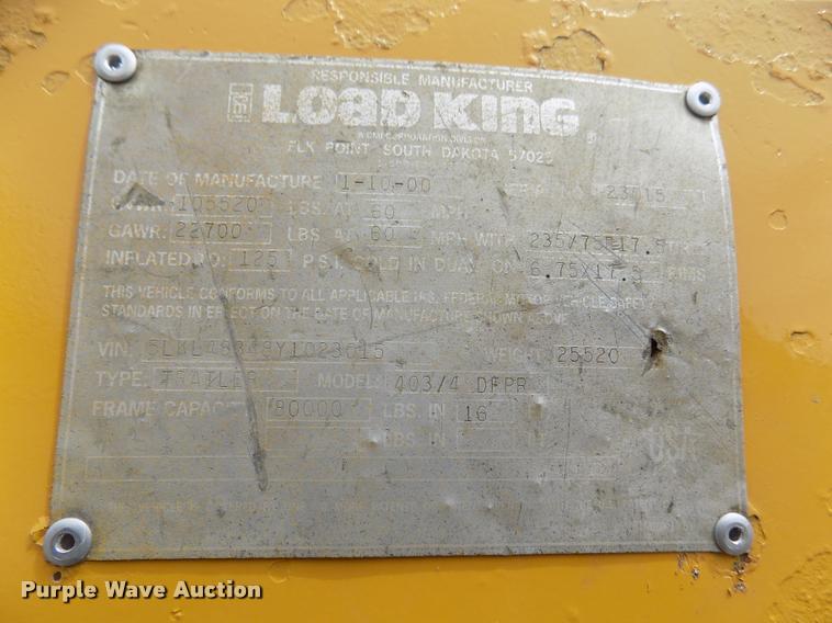 image for item DA0686 2000 Load King 403/4DFPR drop deck equipment trailer