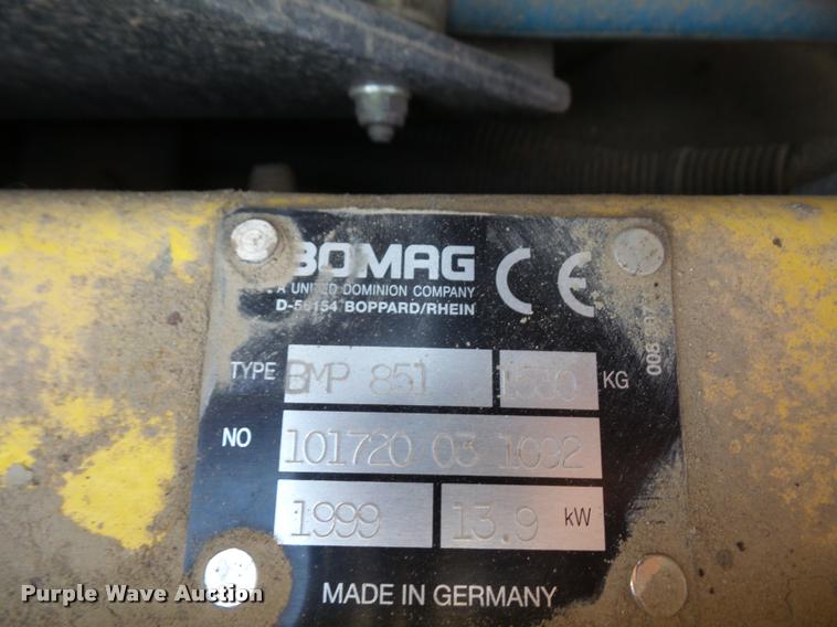 image for item DA6314 1999 Bomag BMP851 trench compactor