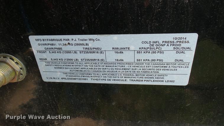 image for item DA7858 2015 PJ equipment trailer