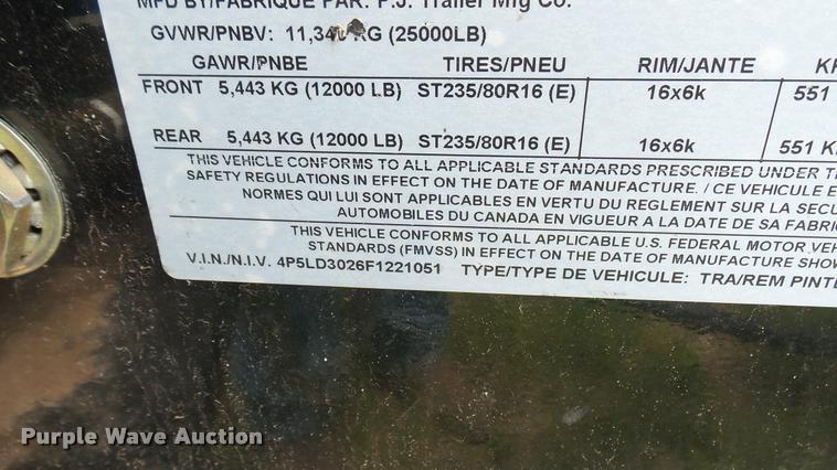 image for item DA7858 2015 PJ equipment trailer