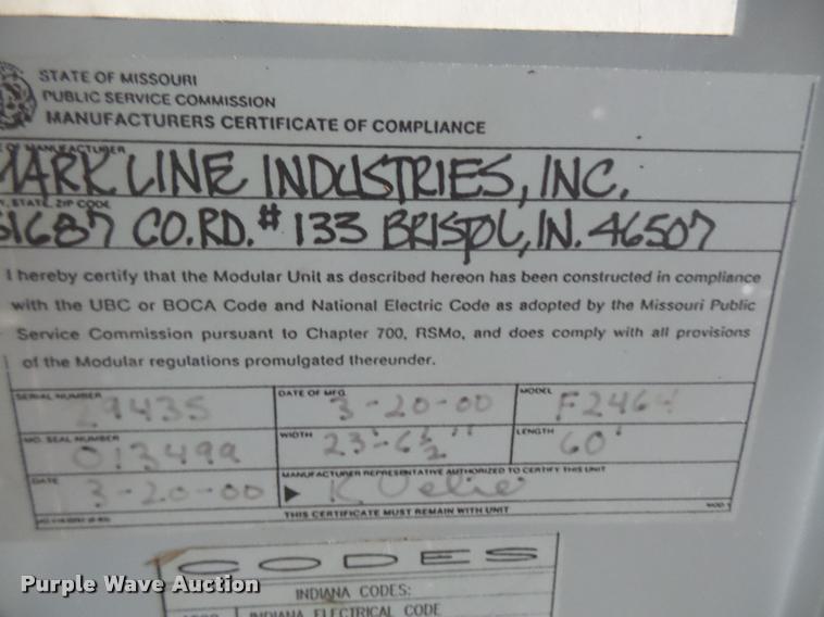 image for item DA8176 2000 Mark Line double wide office trailer
