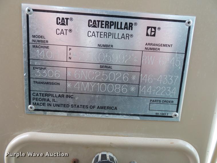 image for item DD9493 2001 Caterpillar 140H motor grader