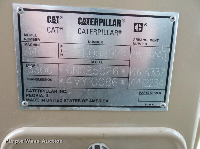 image for item DD9493 2001 Caterpillar 140H motor grader