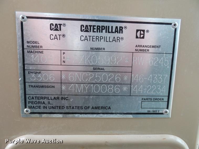 image for item DD9493 2001 Caterpillar 140H motor grader