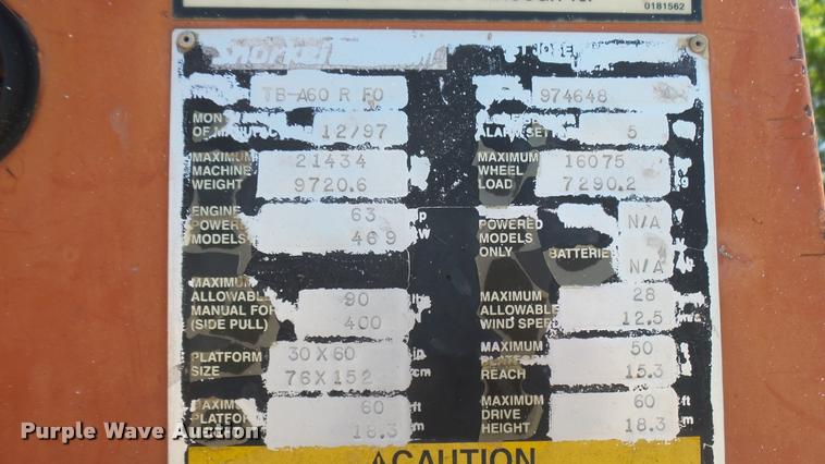 image for item DQ9128 1997 Snorkel TB-A60 boom lift