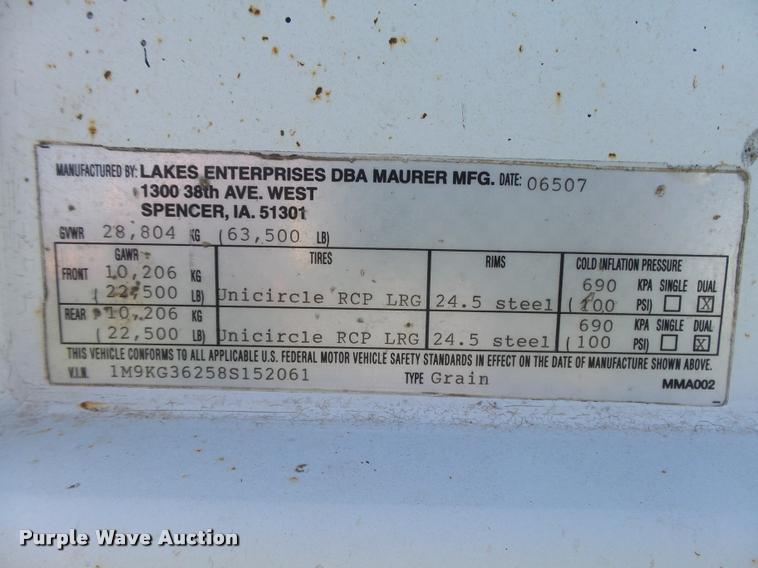 image for item DB2565 2008 Maurer double hopper grain trailer