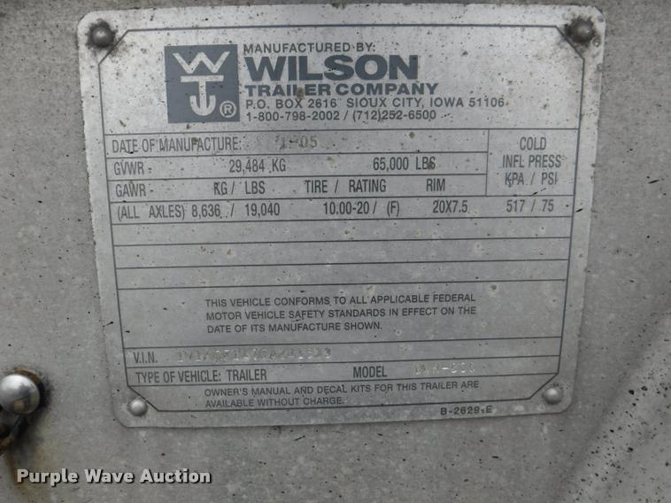 image for item DB3948 2005 Wilson DWH-500 double hopper grain trailer