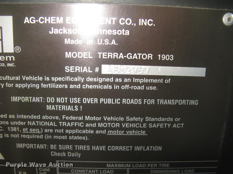 image for item L2338 1997 Ag-Chem TerraGator 1903 self-propelled applicator