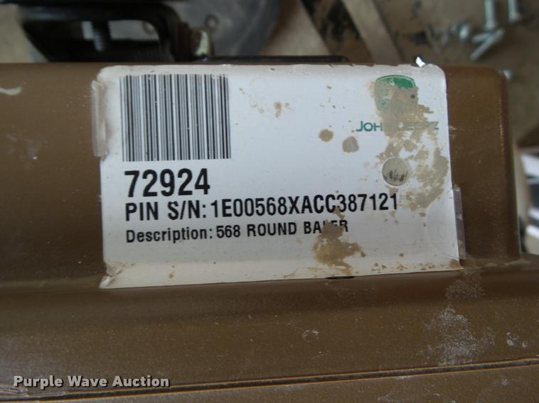 image for item L5554 2012 John Deere 568 Mega Wide Plus round baler