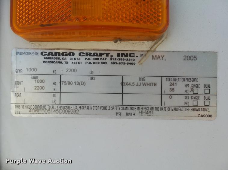 image for item AP9262 2005 Cargo Craft Handee Hauler enclosed cargo trailer