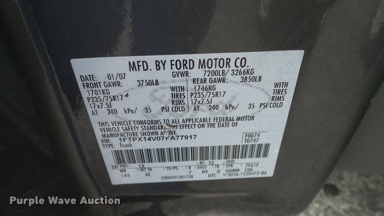 image for item DA6201 2007 Ford F150 XL SuperCab pickup truck