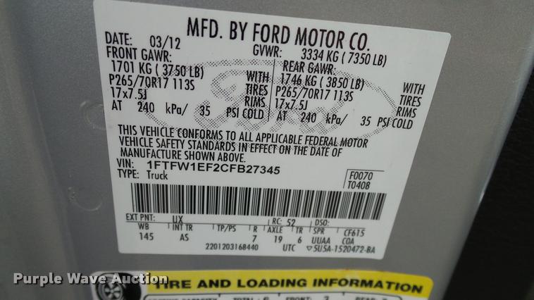 image for item DA6203 2012 Ford F150 XL SuperCrew pickup truck