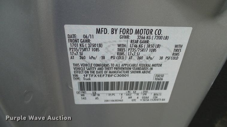 image for item DA6215 2011 Ford F150 XL SuperCab pickup truck