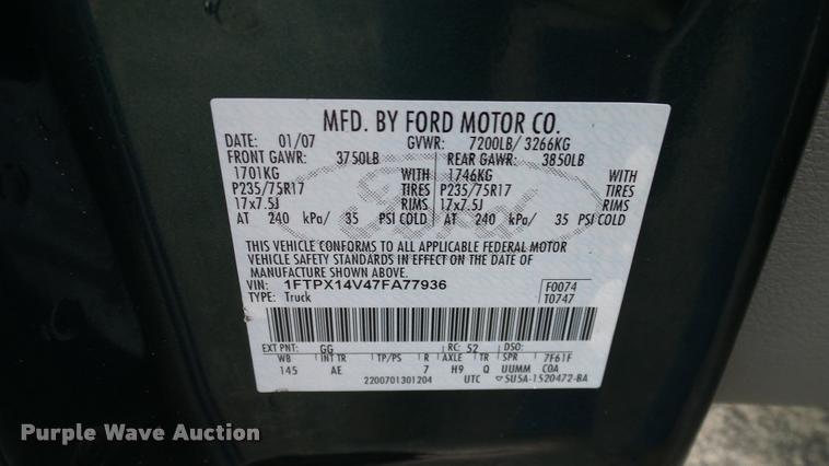image for item DA6216 2007 Ford F150 XL SuperCab pickup truck