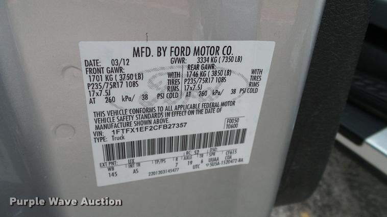 image for item DA6217 2012 Ford F150 XL SuperCab pickup truck