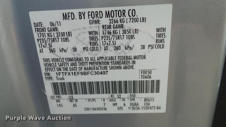 image for item DA6218 2011 Ford F150 XL SuperCab pickup truck