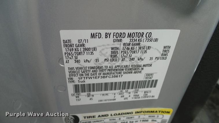 image for item DA6222 2011 Ford F150 SuperCrew pickup truck