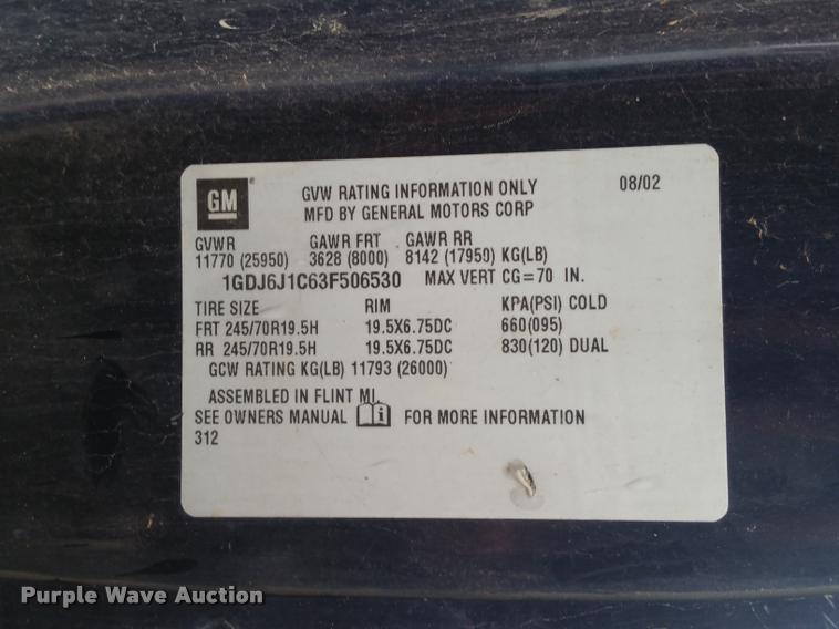 image for item BS9487 2003 GMC C6500 flatbed truck