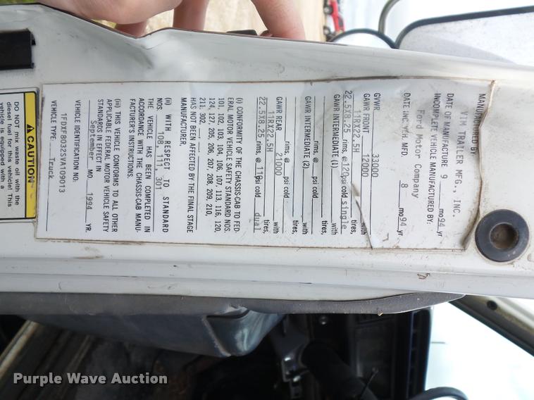 image for item BS9491 1995 Ford F800 Super Duty dump truck