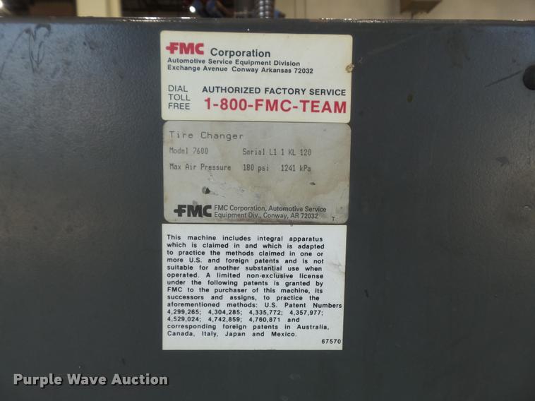 image for item CC9573 FMC 7600 center post tire machine