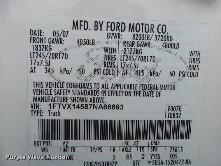 image for item DA2683 2007 Ford F150 SuperCab pickup truck