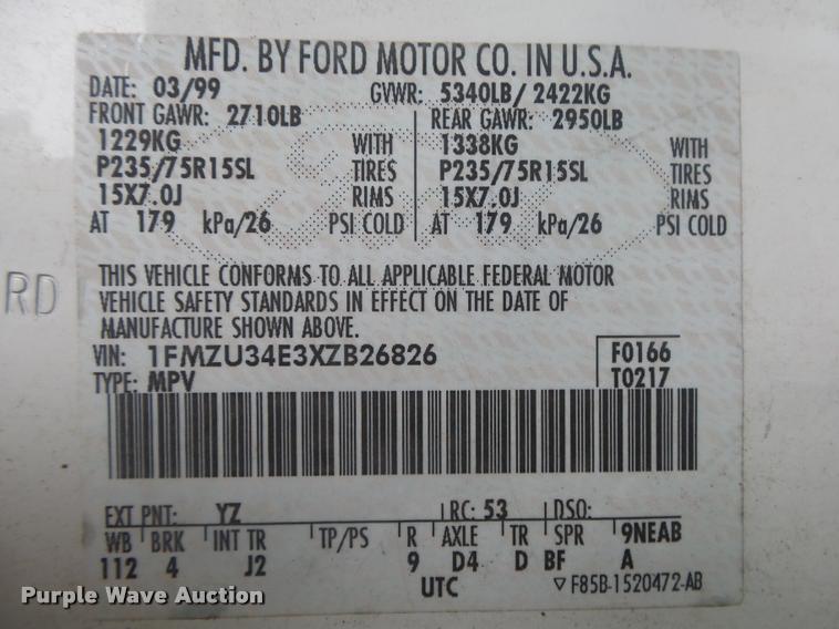 image for item DA2692 1999 Ford Explorer SUV