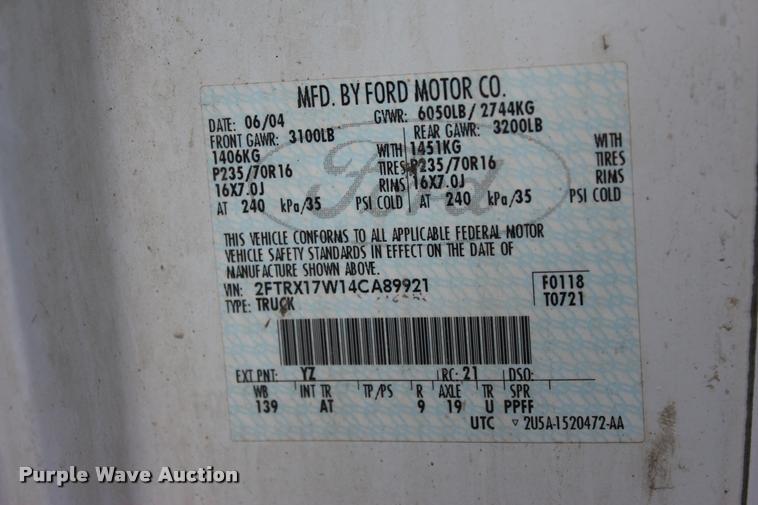 image for item DA2723 2004 Ford F150 SuperCab pickup truck