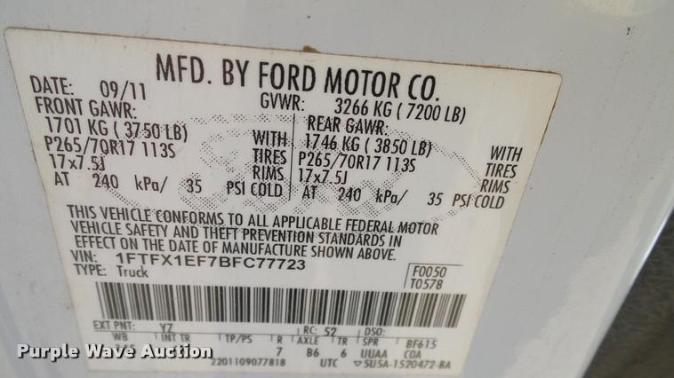 image for item DA6231 2011 Ford F150 SuperCab pickup truck