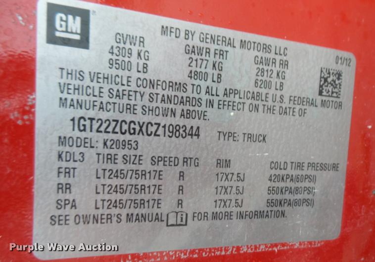 image for item DA6352 2012 GMC Sierra 2500HD Ext. Cab pickup truck