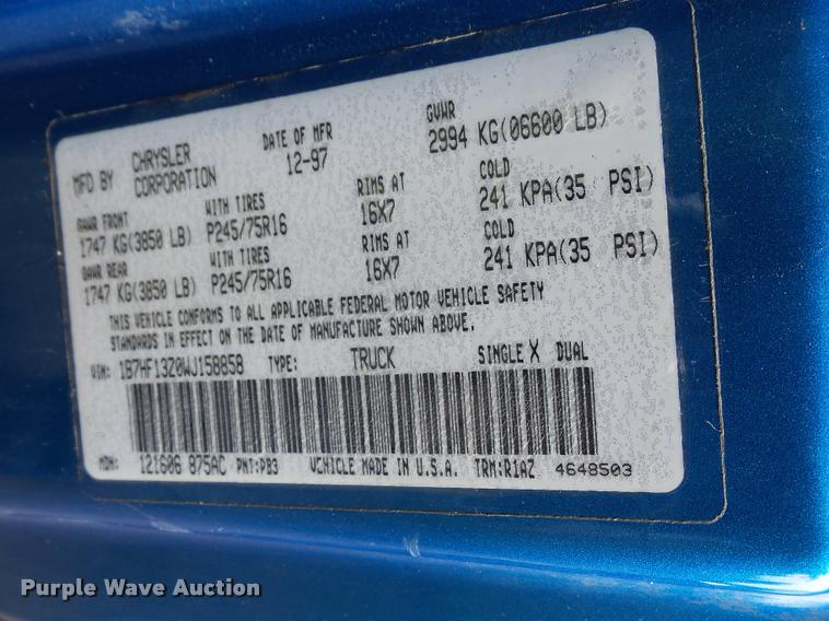 image for item DA6367 1998 Dodge Ram 1500 Quad Cab pickup truck