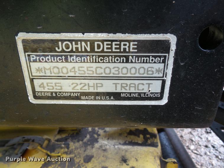 image for item DA6368 John Deere 455 lawn mower