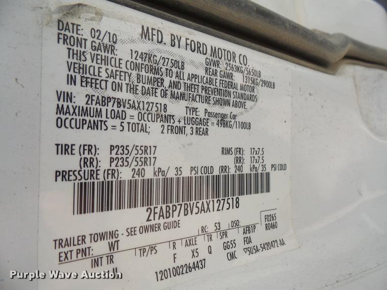 image for item DA6375 2010 Ford Crown Victoria Police Interceptor