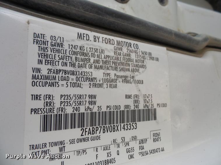 image for item DA6379 2011 Ford Crown Victoria Police Interceptor