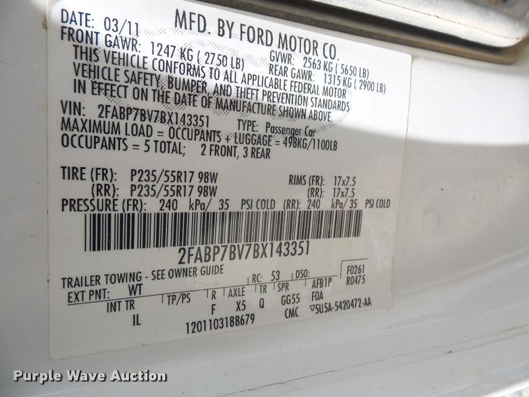 image for item DA6383 2011 Ford Crown Victoria Police Interceptor