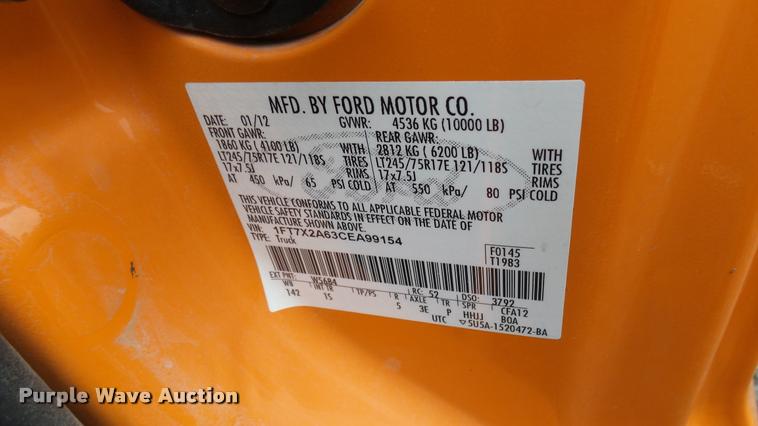 image for item DA7835 2012 Ford F250 Super Duty SuperCab pickup truck