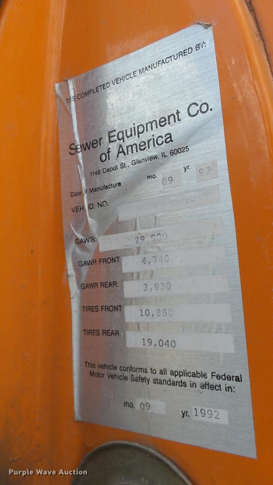 image for item DA7920 1992 GMC TopKick sewer jetter truck