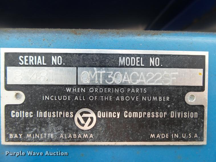 image for item DA9189 1999 Quincy QMT30ACA22SF air compressor