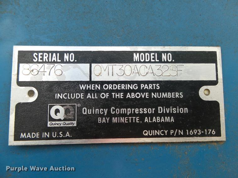 image for item DA9190 1999 Quincy QMT30ACA32SF air compressor