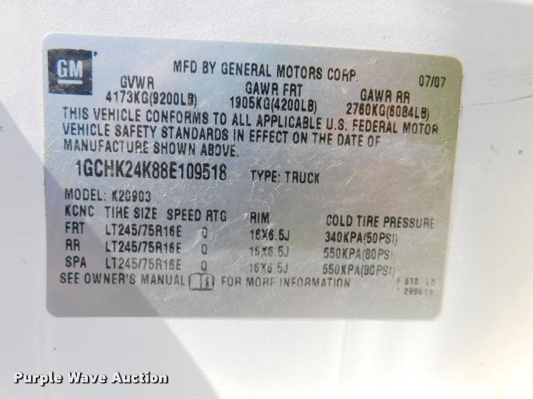 image for item DB9497 2008 Chevrolet Silverado 2500HD pickup truck