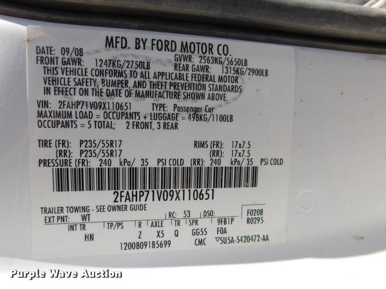 image for item DB9498 2009 Ford Crown Victoria Police Interceptor