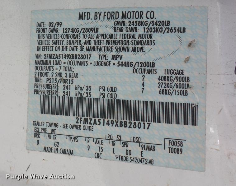 image for item DD9263 1999 Ford Windstar van