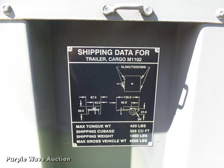 image for item DE9617 2013 U.S. Military M-1102 utility trailer