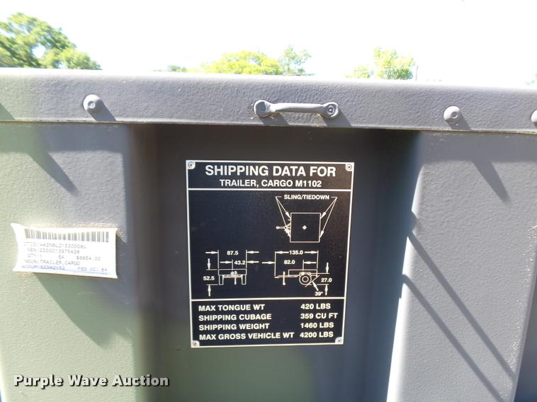 image for item DE9618 2013 U.S. Military M-1102 utility trailer