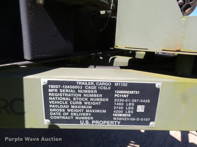 image for item DE9618 2013 U.S. Military M-1102 utility trailer